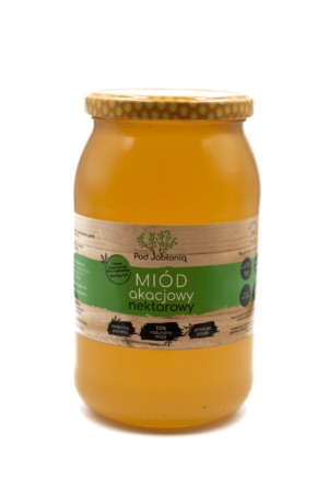 Miód akacjowy Pasieka pod Jabłonią w szklanym słoiku